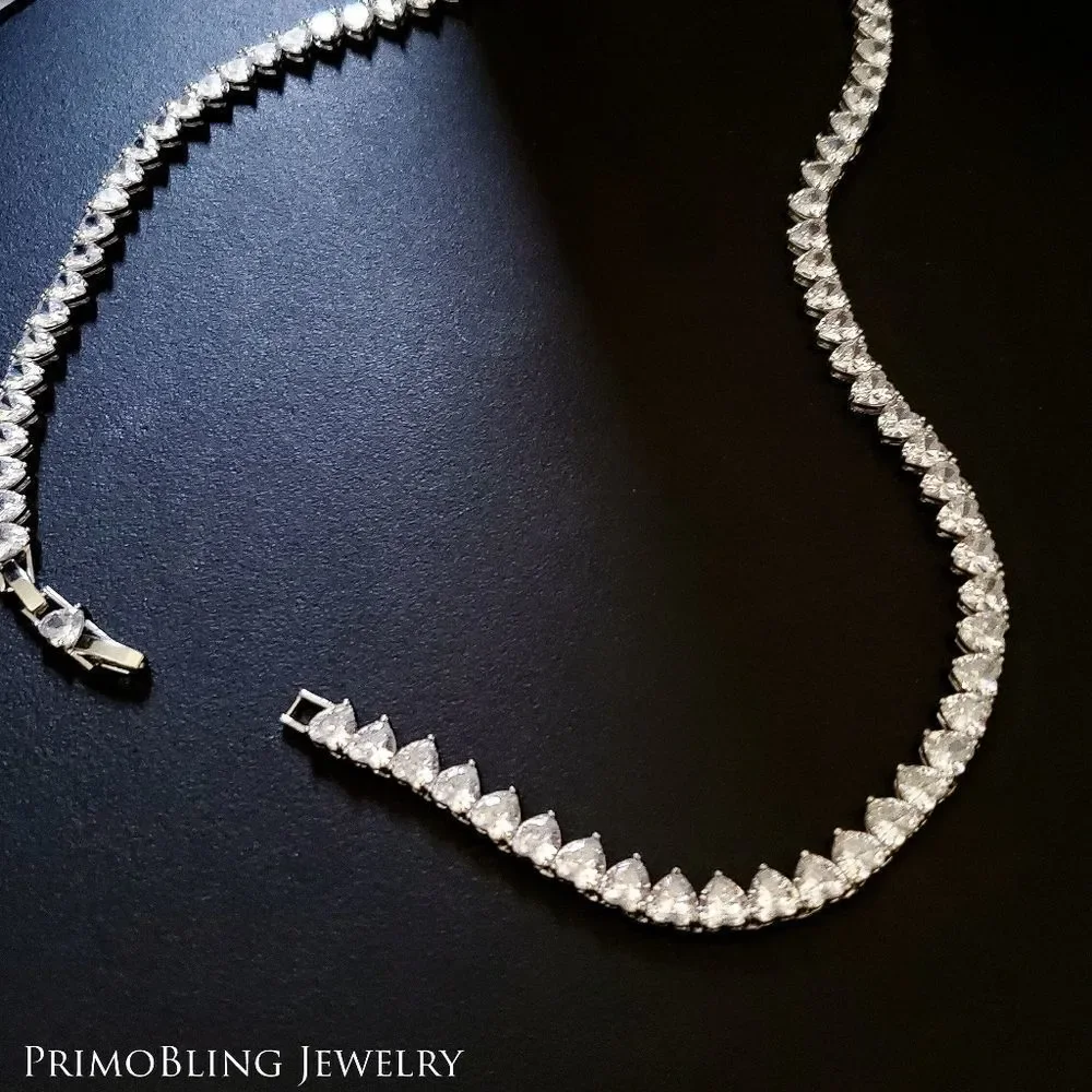 Lab Diamond Heart Shaped Tennis Necklace